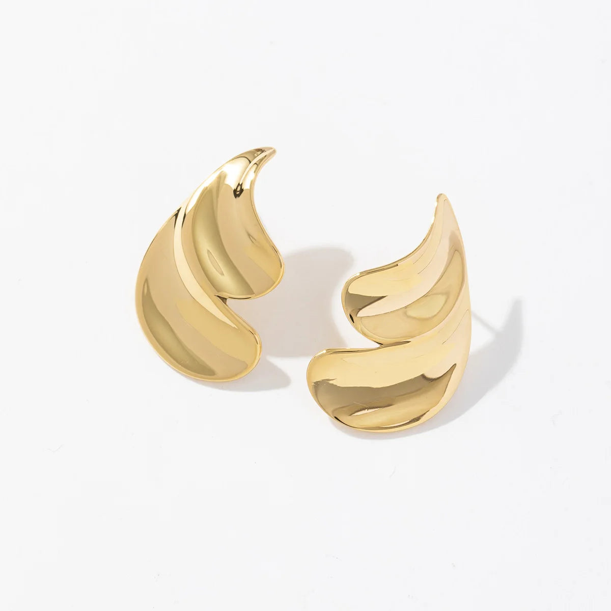 Butterfly Closure Exclusive Double Tear Drop Earrings Unique 18k Gold Plated Fashion Stainless Steel Jewelry