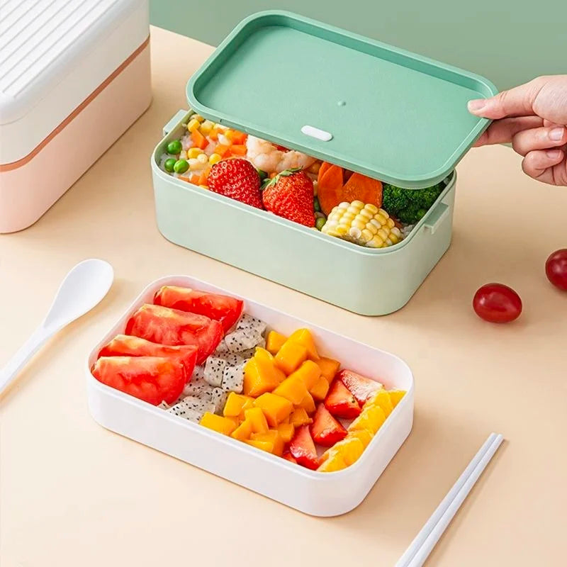 Portable Single-Layer Rectangular Bento Box Modern Microwave Heated Lunch Container for Office Workers Students Food Storage