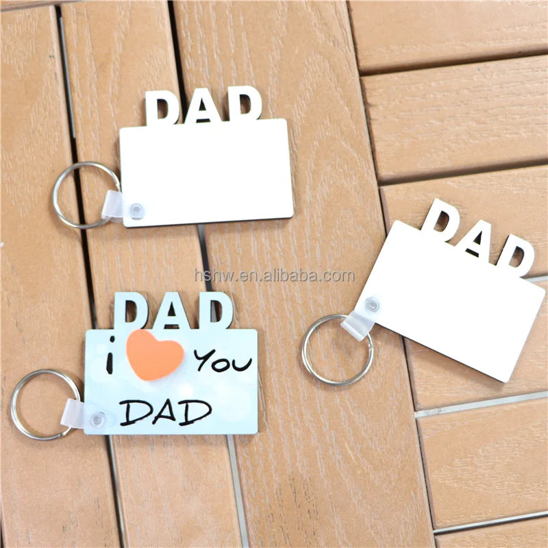 MDFSUB Wholesale Price Double-Sided Father's Day Sublimation Keychain 50*60mm DAD MDF Sublimation Keychain Blanks for Decoration