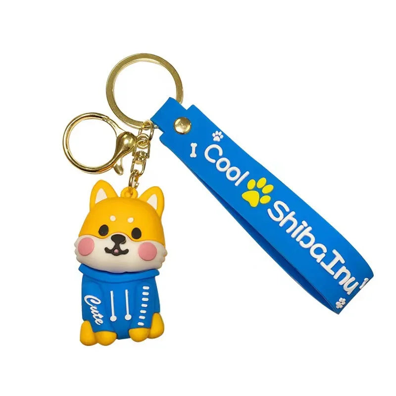 Wholesale Soft Cartoon 3D the Shiba Inu Pendant Keychain Soft Car Key Schoolbag Decoration Key Chain