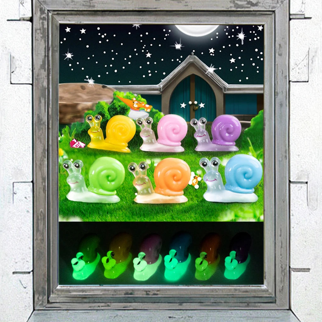 Luminous Glowing Fluorescent Colorful Fairy Love Miniature Garden Resin Snail Animal Sculpture Blind Surprise Bag Kid Toys