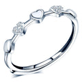 925 Silver Heart Ring with White Shell Adjustable Romantic Zircon Rings for Girls for Wedding Engagement Gift Party Anniversary