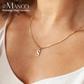 EManco Initial Necklace Stainless Steel DIY Letter Pendant Customizable Name A-Z Pearl Alloy Religious for Party Gift Giving