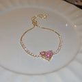 Wholesale Price Fashion Jewelry Ice Out Heart Adjustable Size Bracelets Cubic Zirconia Bangles for Girls