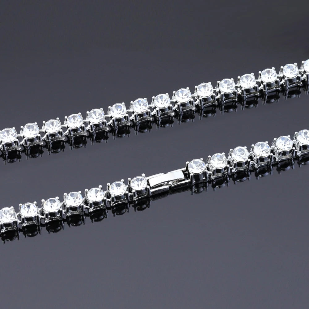 Wholesale Stainless Steel 6mm Iced Out Link Chain Tennis Bracelet & Necklace Hip Hop Jewelry for Unisex
