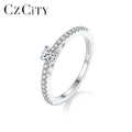 CZCITY Silver S925 Iced Out Beauty Diamond Woman Vintage Round Wedding Engagement Moissanite Jewelry Ring