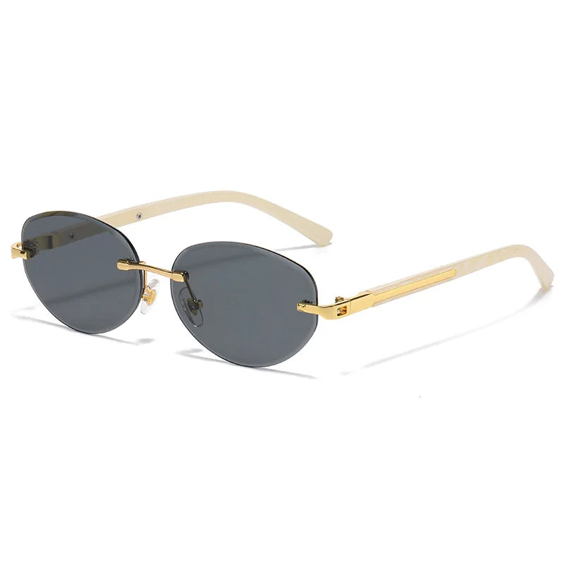 2025 Rimless Sunglasses Oval Fashion Popular Female Male Sunglasses Round Sunglasses Female Male Summer Travel Glasses