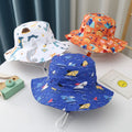 Spring Summer Dinosaur Animal Printed Kids Sun Hat Cap Breathable Cotton Children Bucket Hat Cartoon with String for 2-6Years