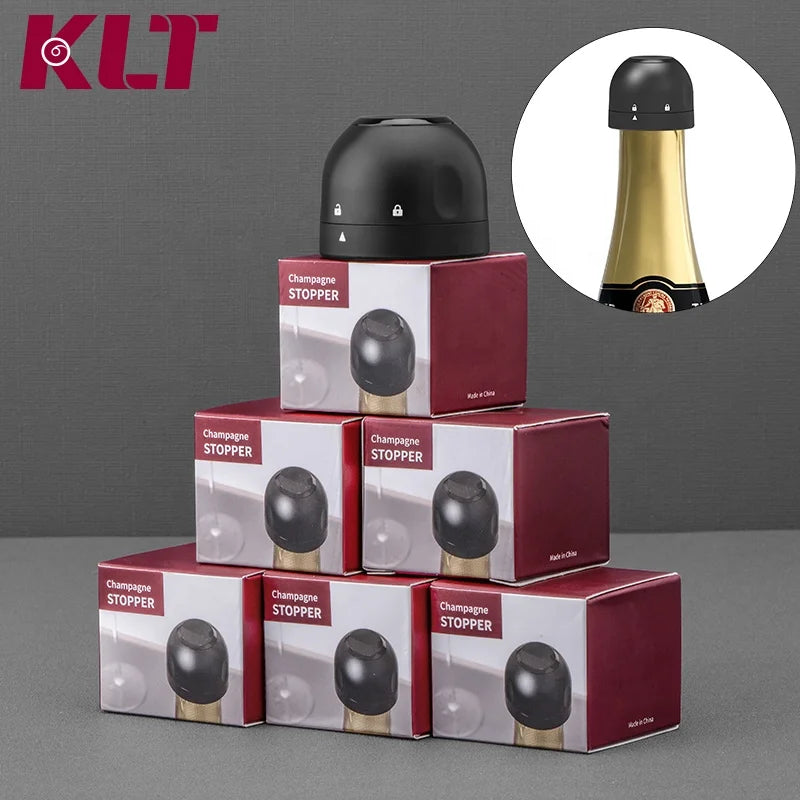 New Food-grade Bottle Sealer Silicone Wine Stopper Black Bottle Cap Sealer Hot Sale Stopper for Champagne