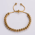 Adjustable Snake Chain Beaded Bracelet in Stainless Steel with Gold Bead Stylish Jewelry for Women for Anniversary