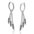 DAIHE Simple Design Cross Feather Tassel Earring Stainless Steel Fashion Geometric Pendant Stud Ear Jewelry  Gifts for Women