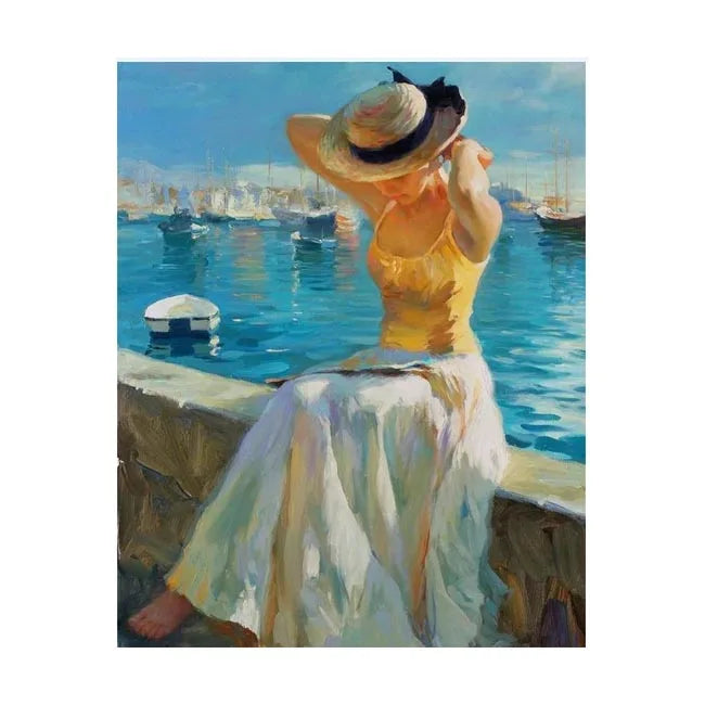 CHENISTORY 992976 Diy Oil Painting by Numbers Kit Yellow Dress Girl Paint by Numbers for Adults for Home Decor