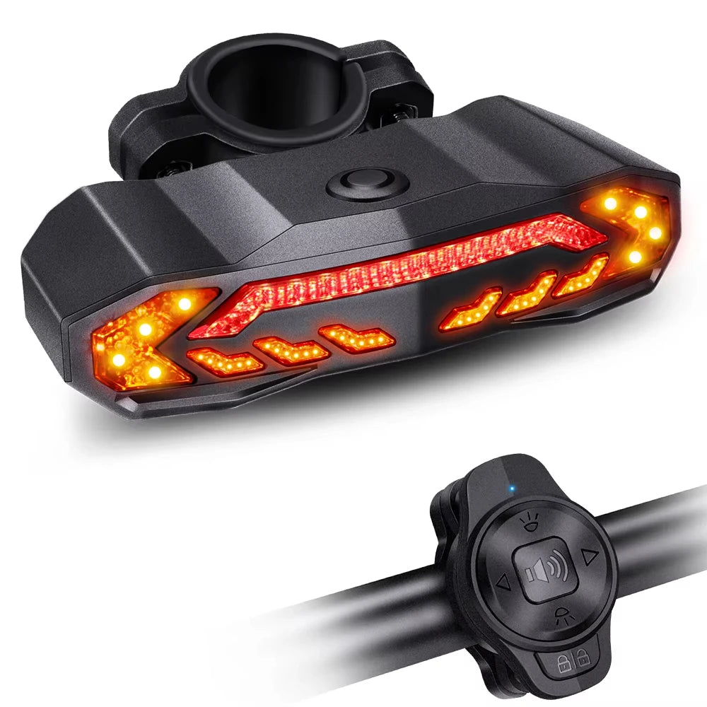 Bike Tail Light with Turn Signals Wireless Remote Control Waterproof Bicycle Rear Light Back Safety Warning Cycling Taillight