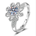 Luxury Silver Plated Flower Zircon Diamond Wedding Ring for Women Diamond Moissanite Diamond Zircon Engagement Finger Ring