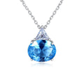 OAHLAN Fashion Jewelry Necklaces Dainty Blue Simulated Diamond 925 Sterling Silver Pendant Necklace for Women Wedding Gift