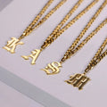 Gothic Initial A-Z Necklace for Women Old English Letter Stainless Steel Gold Chain Choker Wedding/Anniversary Jewelry Gift for