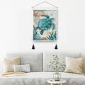 Sea Turtle Tapestry Ocean Animals Marine Life Wall Art Black Mountain for Home Bedroom Living Room Dorm Decor