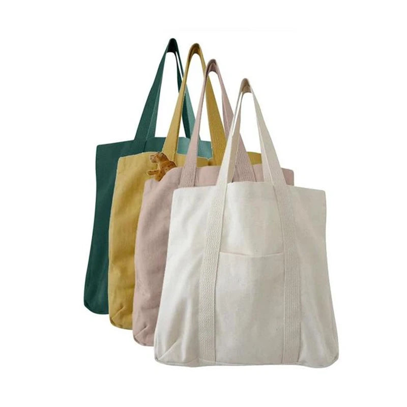 Fashion Cheap Cotton Canvas Shoulder Tote Bag With Custom Logo Shopping Bag Blank Plain Canvas Bags Handbag