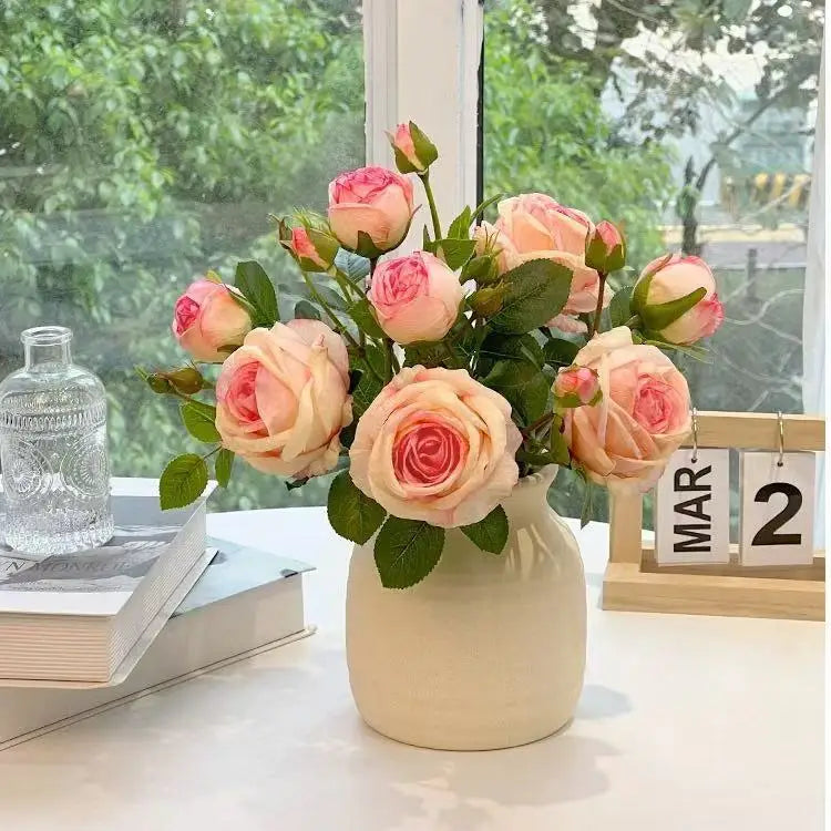 Factory Wholesale Single Stem Artificial Burn Edge Silk Rose Flower For Home Wedding Party Decor Valentine's Day