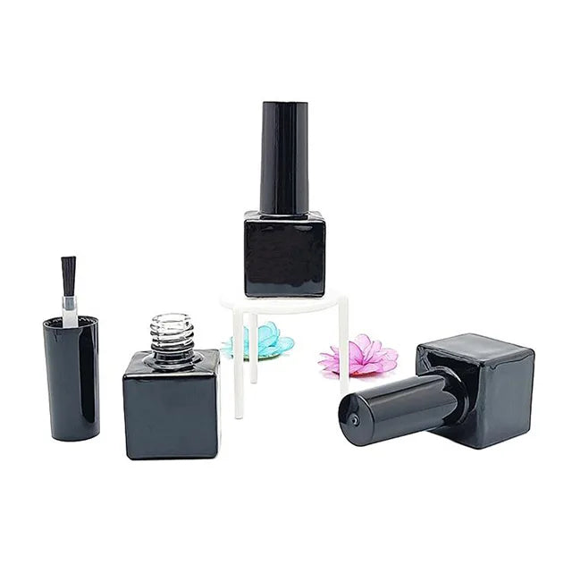 Custom Unique 10ml Transparent Purple Cube Empty Glass Nail Polish Bottle with Screw Cap
