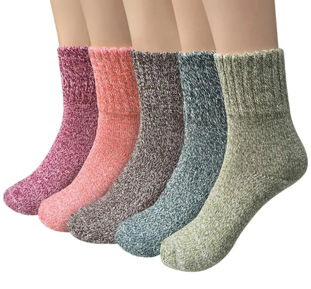 5 Pairs Ladies Thermal Socks Winter WoolBreathable Soft Thick Socks Colourful Womens Socks  for Women