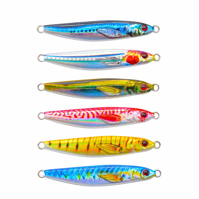 JIGGINGDUKE 10g/15g/20g Saltwater S-shape Slow Fall Pitch Jigging Boat Fishing Metal Jigs Lure