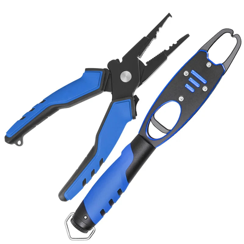 CHILENT Aluminum Alloy Fishing Pliers Fishing Tackle Hook Recover Cutter Line Split Ring Fishing Grip Set