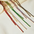 Luxury Fashion Cubic Zirconia Tennis Chains Choker Necklace Stainless Steel Gold Plated Multi-color Zircon Necklace for Women