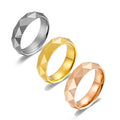 POYA Faceted Band Silver Rose Gold 7mm Tungsten Diamond Cut High Polished Men Women Wedding Ring