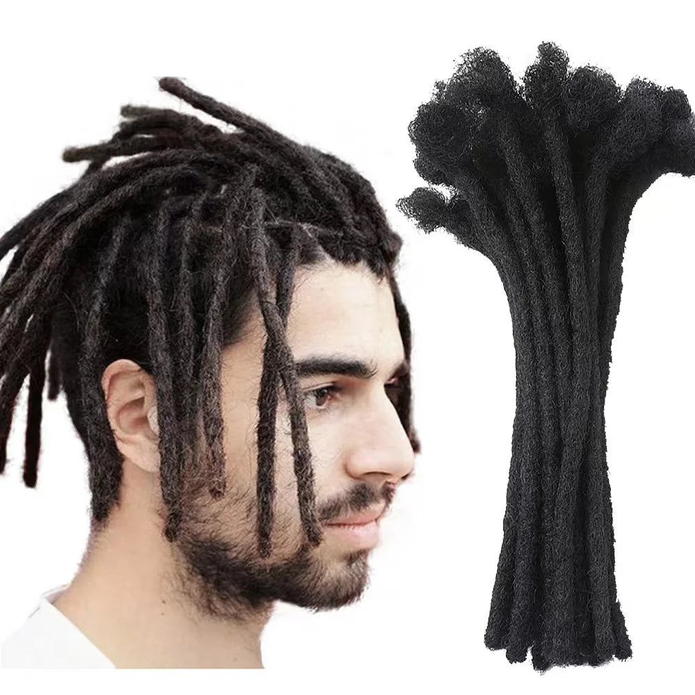 100% Handmade Black Human Extensions Super Double Drawn Needle for Women Men Can Be Curled Bleached Locs Permanent Dreadlock