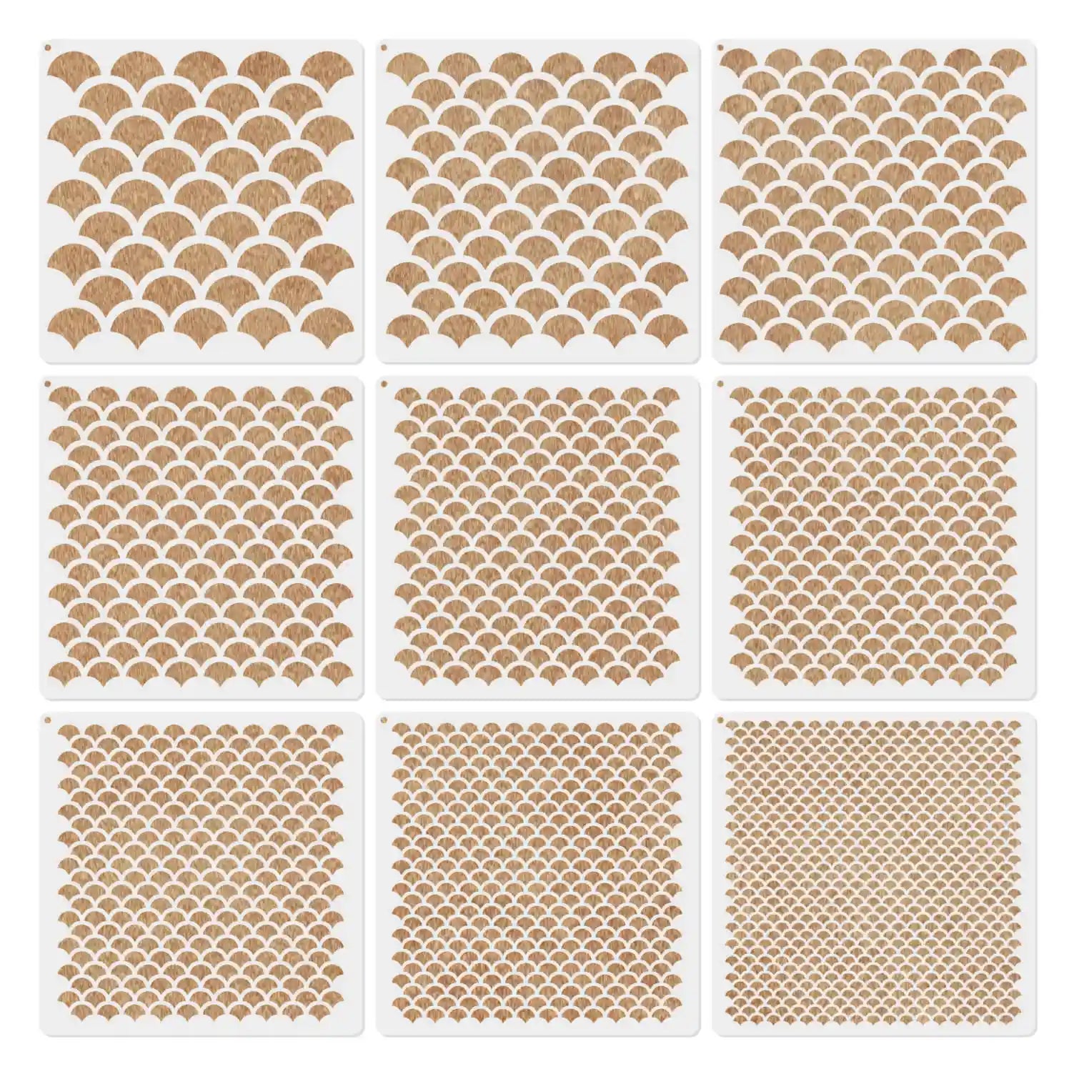 9 Pieces Scale Stencil Reusable Face Makeup Stencils Fish Scale Templates