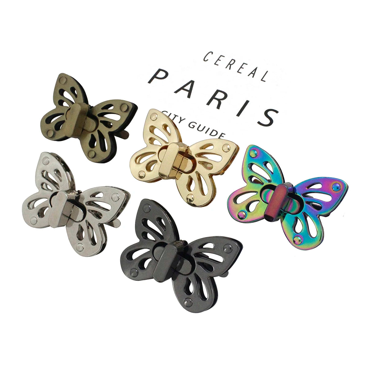Cloxy DIY Purse Hardware Metal Bag Accessories Women's Bag Lock Rainbow Butterfly Clasp Closure for Handbag Purse Leather Bag