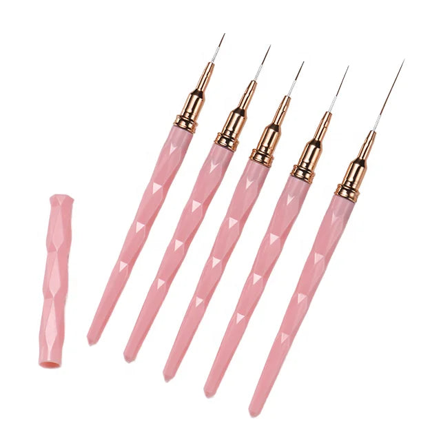 Nails DIY Tool Professional Nail Art UV Gel Brush Liner 5pcs Nail Art Brush Drawing Painting Flower Line Stripes Pen for Salon