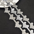 New White Heart-Shaped Applique Rhinestone Flower Chain Trim Bridal Wedding Dresses Headdress Crystal Decoration Diy Shoes Bags