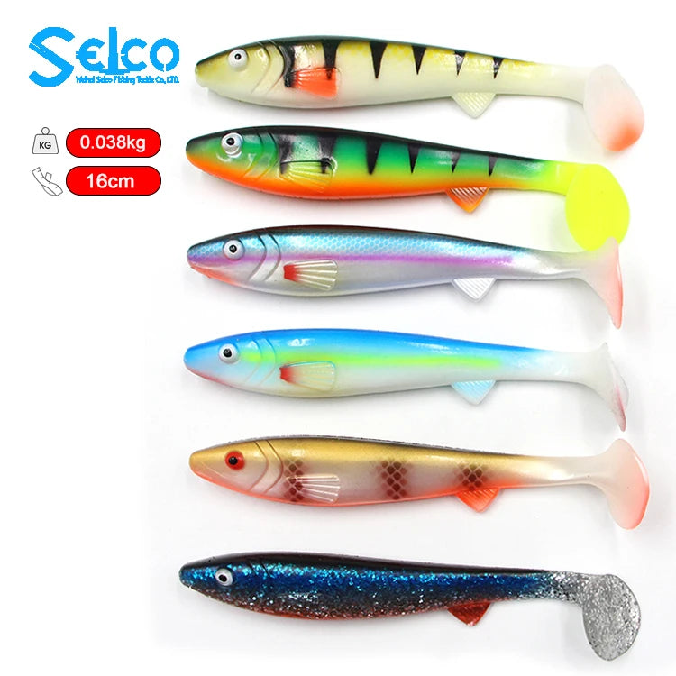 Selco 16Cm 38G Shad Swim Bait Tpr Soft Plastic Supplier Lure Pike PVC Fishing Lure Northern Pike Lure