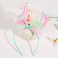 CN Happy Birthday Headband Glitter Letters Girls Organza Pearl Bowknot Birthday Hairband for Party Hair Accessories