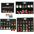 G1754 2022 Reindeer Santa Claus Xmas Tree Enamel Studs Earrings Jewelry Christmas Earring Sets