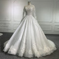 Jancember LSB042 High Neck Long Sleeves Button Illusion  Women's Long Dress for Wedding