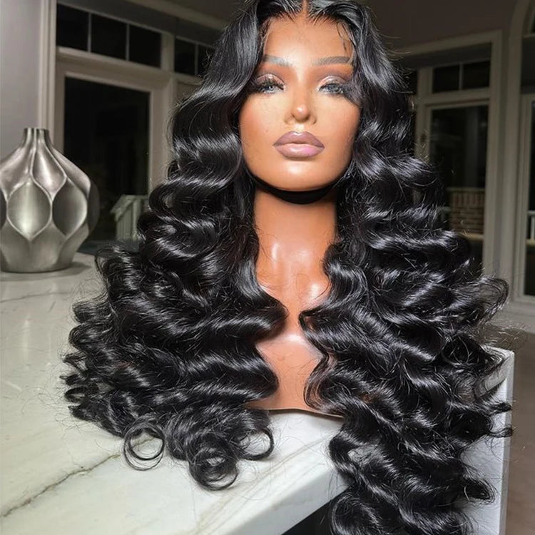 Raw Vietnamese Wig Virgin Cuticle Aligned Bouncy Curls Human Hair Loose Deep Wave Glueless HD Lace Frontal Wigs