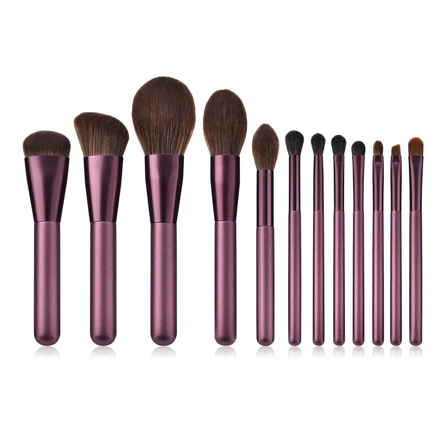 Custom Logo Christmas 12pcs Makeup Brush Set Good Quality Soft Synthetic Hair Concealer Blush Fan Brushes Wood Handle for Face