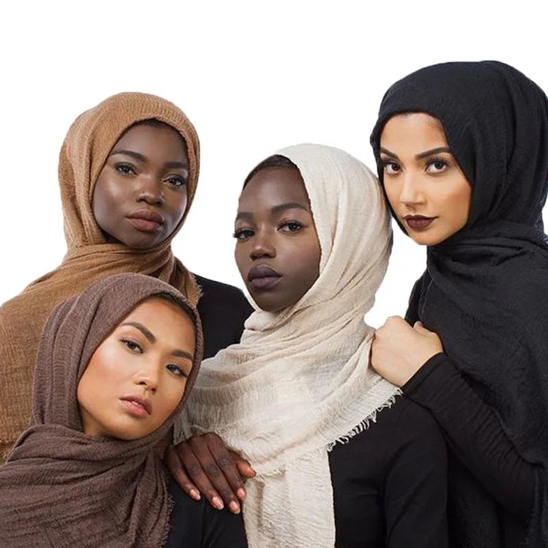Wholesale 88 Colors Dubai Muslim Scarves Crinkle Cotton Fabric Prayer Shawls Malaysia Arab Khimar Turban Jersey Hijab