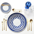 Hot Selling Modern Blue Pattern Enamel Dinnerware Set Break-Resistant Dinner Plates and Bowls for Camping RV Use Christmas