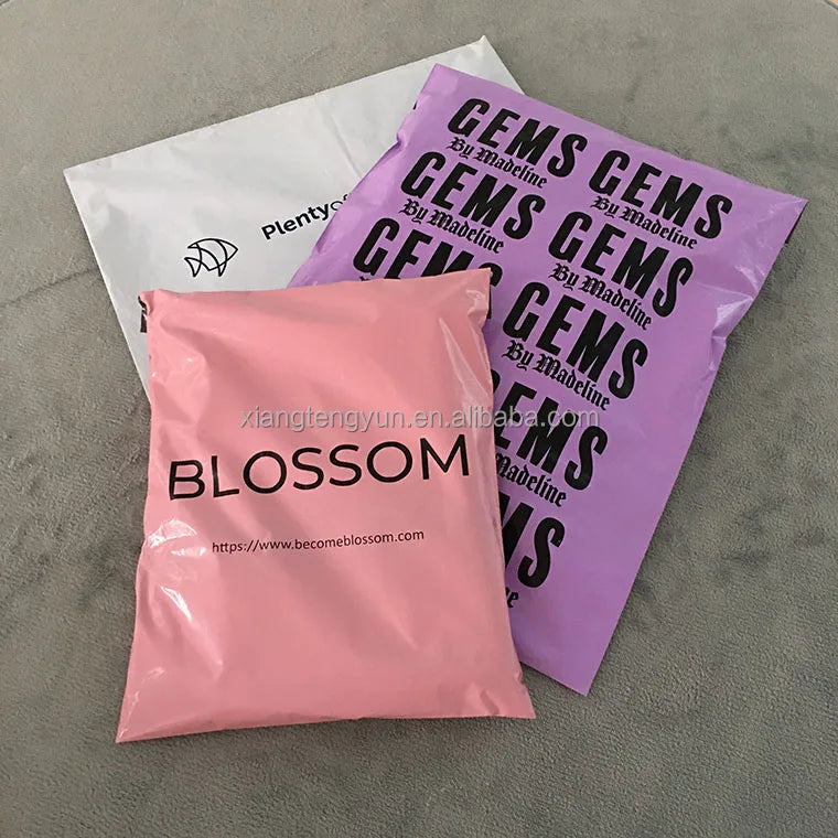 In Stock 20x35cm Colorful Express Self Adhesive Courier Clothing Custom Ups Courier Satchel Postage Bag Plastic Poly Custom Pink