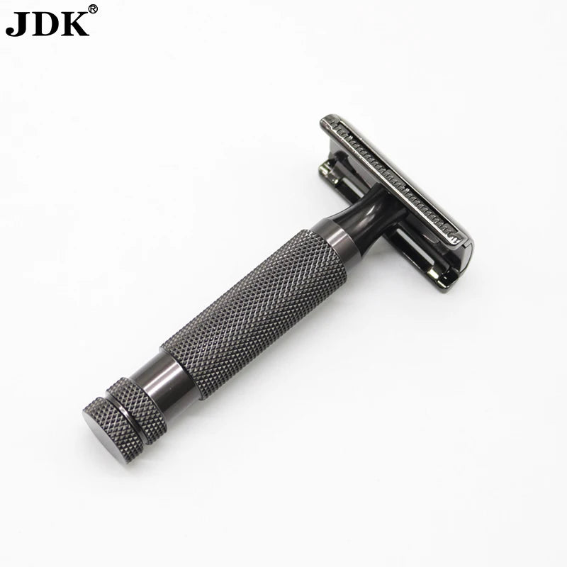 JDK Safety Razor with Gunmetal Grey Coating Plated Handle Double Edge Stainless Steel Blade for Body Use