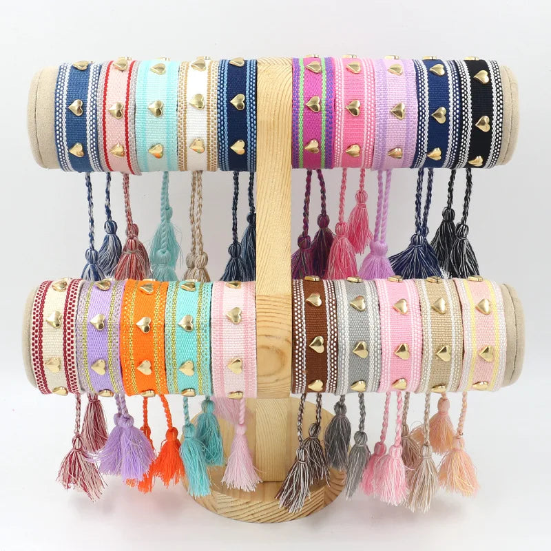 Fashion Handmade Colored Tassel Bracelet Adjustable Woven Bracelet Jewelry for Friendship