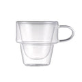 High Borosilicate Double-layer Glass Cup with Handle Household Drinking Water Juice Milk Creative Can Stacking Glass Coffee Cup