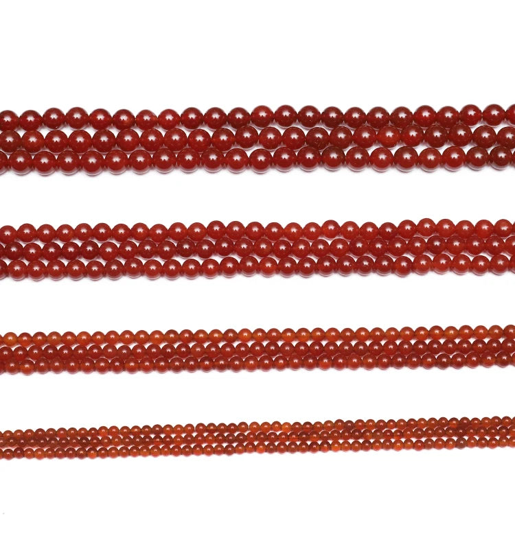 A Grade 2mm-16mm Choose Size DIY Gems Natural Red Agate Carnelian Gemstone Round Loose Spacer Beads for Jewelry Making 15"