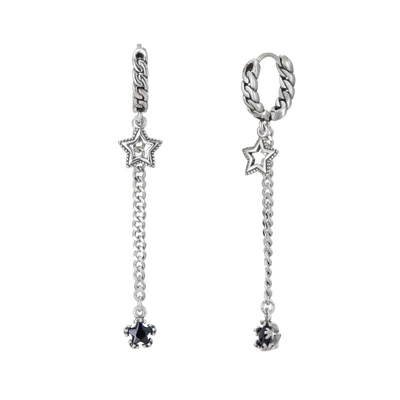 Factory Directly Wholesale 925 Sterling Silver Simple Fashion Retro Star Silver Hoop Earrings for Women Jewelry