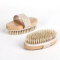 Wood Shower Brush with Soft and Stiff Bristles Bath Back Scrubber Body Exfoliator for Wet or Dry Brushing