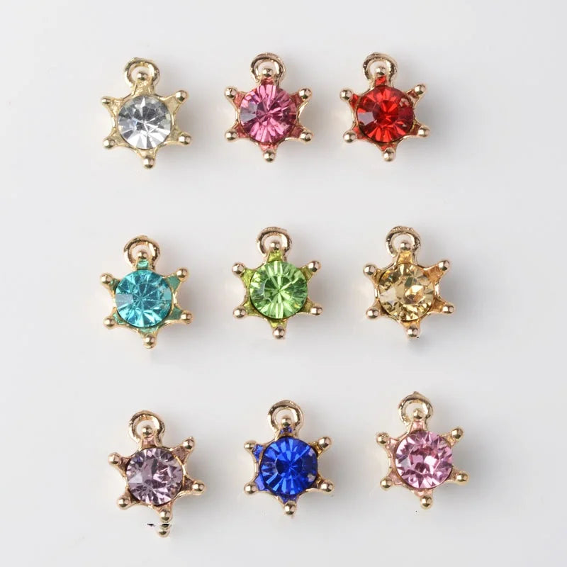 Colorful Rhinestone Single Loop Pendant Alloy Electroplated for Diy Hair Clothing Necklace Accessories Making